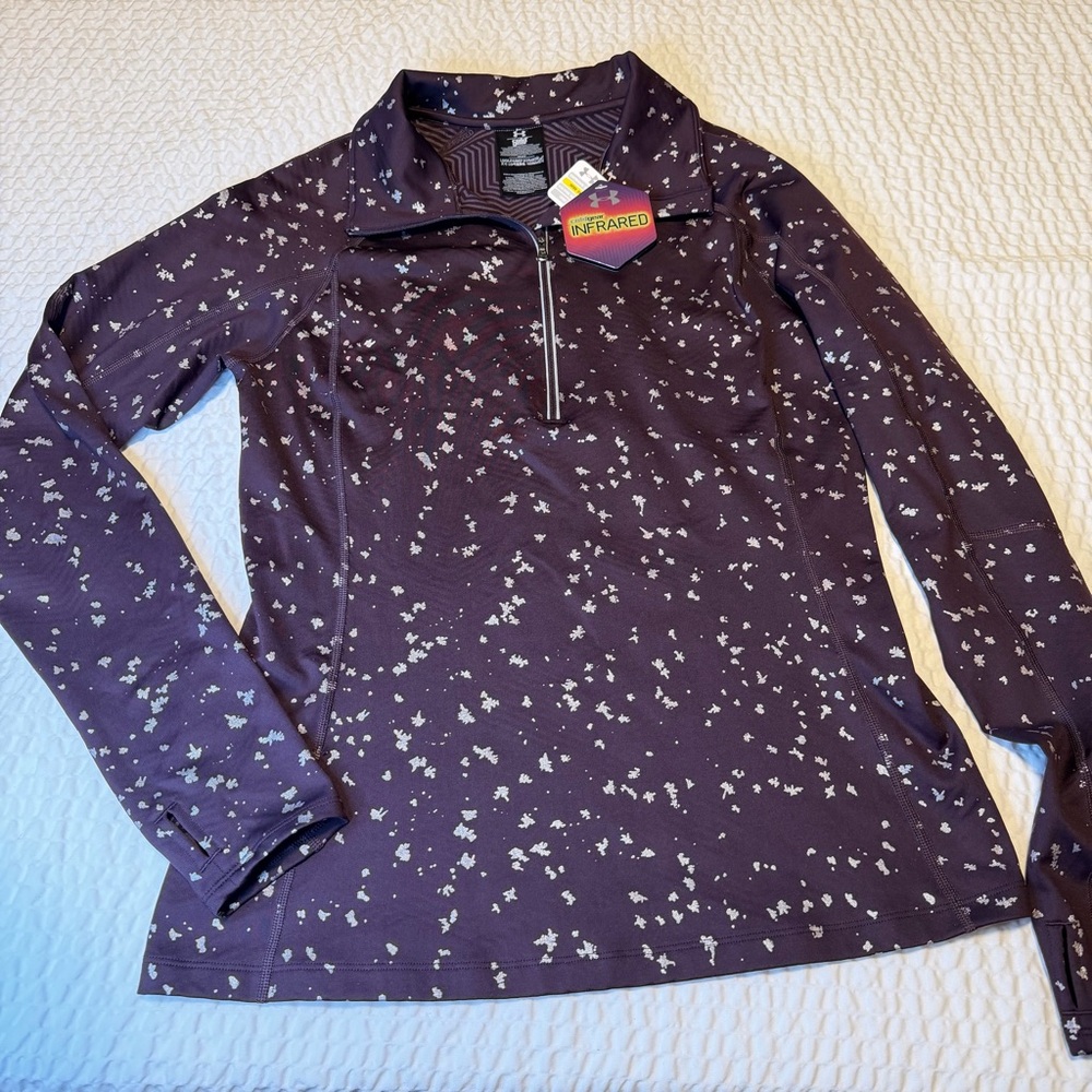 Under Armour ColdGear Infrared Floral Purple Pullover Long Sleeve Top L